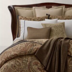 Ralph Lauren Anderson Paisley Duvet Cover Full/Queen Neutral/ Navy Border $400